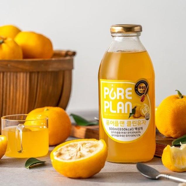 (맑고밝고따뜻한)고흥 유자로 만든 진한 액상유자차 퓨어플랜 클린유자 500ml*1병(희석해서드세요)1613