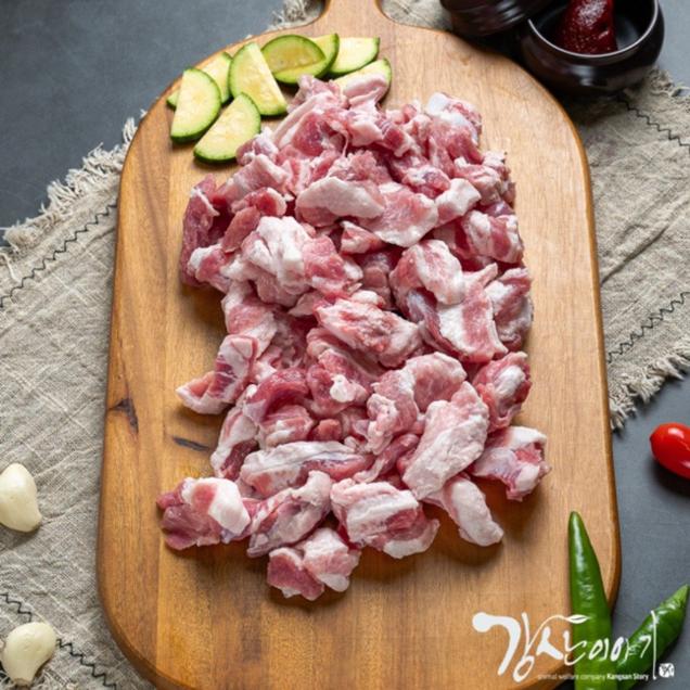 (해남미소)강산이야기 무항생제 1kg[HACCP](삼겹+목살 찌개용)12922