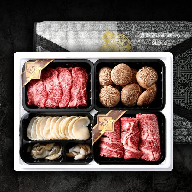 (남도드림)일등한우 장흥삼합 선물세트 2호 950g(꽃등심+부채살+키조개+표고버섯)16432