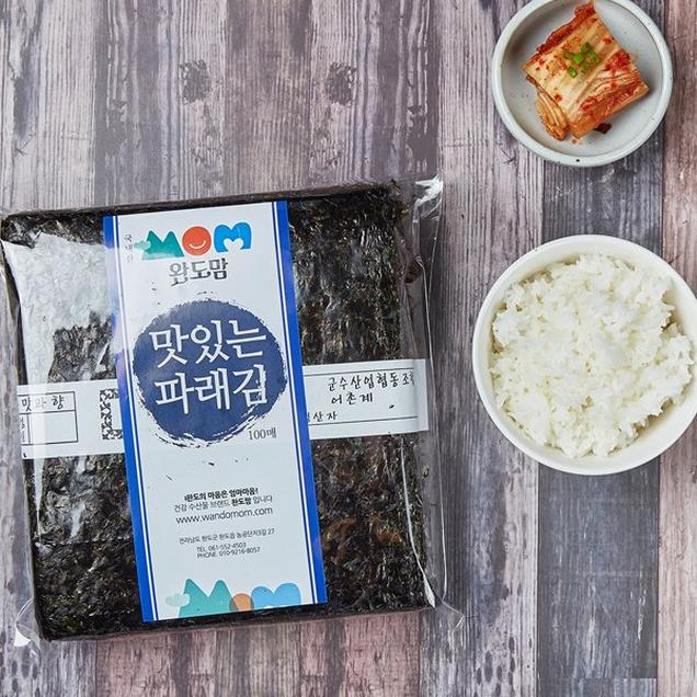 (완도맘)바삭하고 맛있는 완도 파래김 100매 생김 마른김 재래김 돌김2583