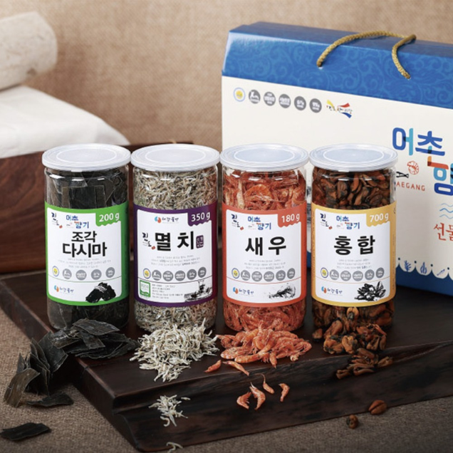 (해강수산)진도멸치, 홍합, 새우, 진도조각다시마 어촌향기 선물세트 1호5078