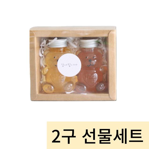(비케어풀)천연벌꿀 100% 미니베어풀 2구 선물세트 곰돌이꿀 답례품 90g*2EA7196