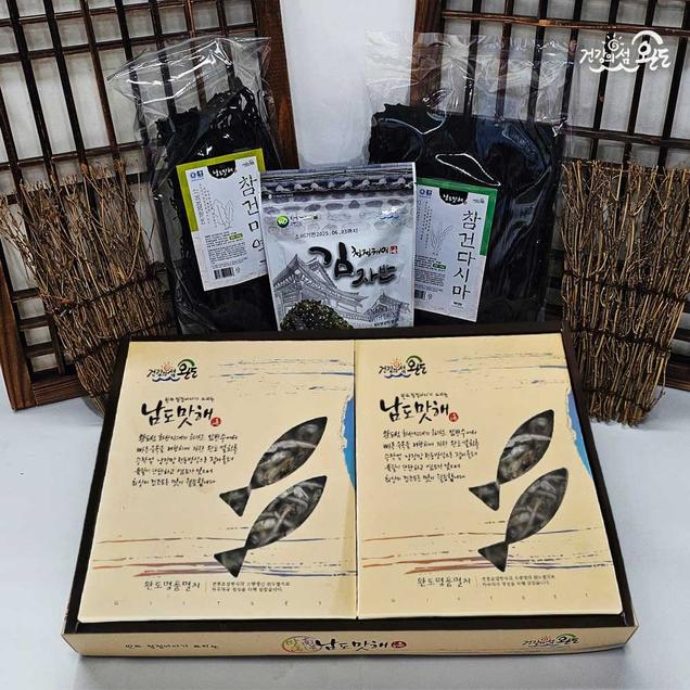 (해남완도)기획 선물세트푸짐하게 담은 멸치 혼합 선물세트(중멸치 1kg 건다시마100g 건미역 100g 자반1봉)8014