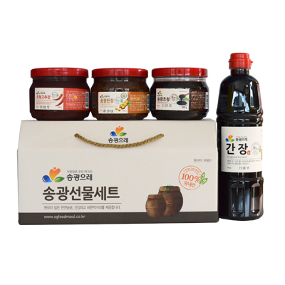[수자원] (순천송광) 첨가물 없는 송광 장류세트 2호 (고추장500g, 된장500g, 조청500g, 간장900ml)10884