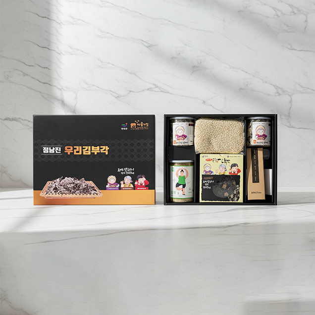 (정남진우리김부각) 선물세트2호  오리지널사각70g* 1 , 한과 *3 , 튀김100g * 2 , 미숫씨400g * 1 ,전용보틀 * 111482