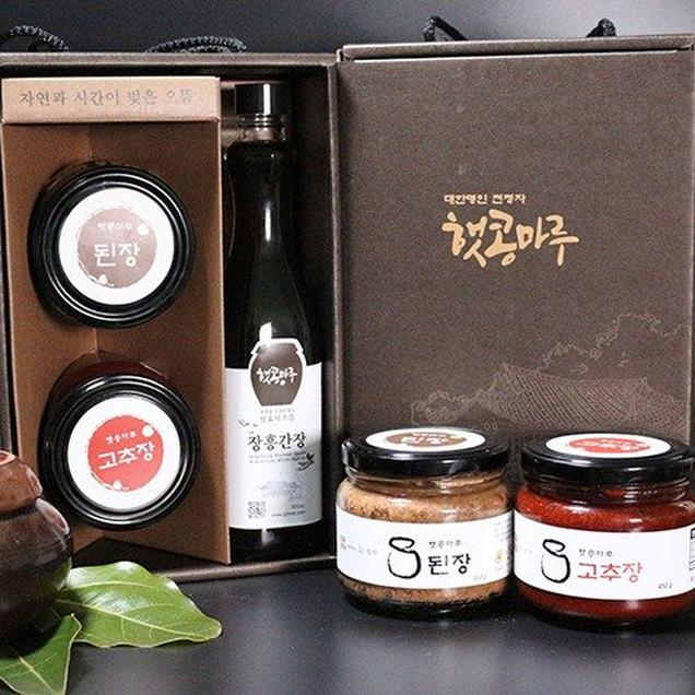 [2025추석] (장흥식품) 햇콩마루 전통장 A세트 (햇콩마루 전통장(된장450g+고추장450g+간장500ml))11728