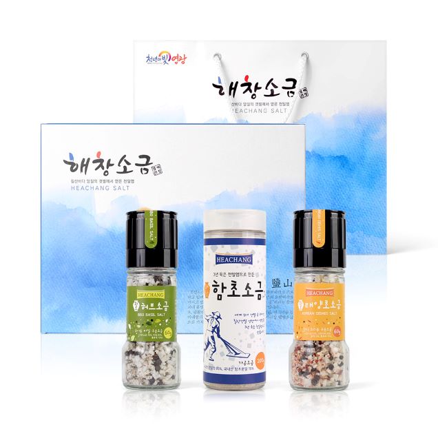 [2025추석] (해창소금앤푸드) 허브소금(60g,그라인더) 태양초소금(60g,그라인더) 함초소금(200g) 세트 1호11988