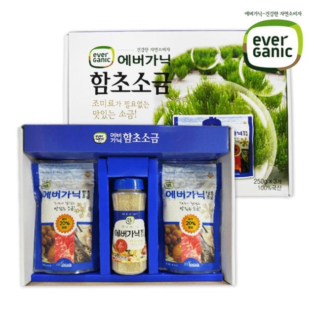 [2025추석] (에이치씨바이오텍) 에버가닉 함초소금 1호 (요리용소금(국산) 250g *3)12183