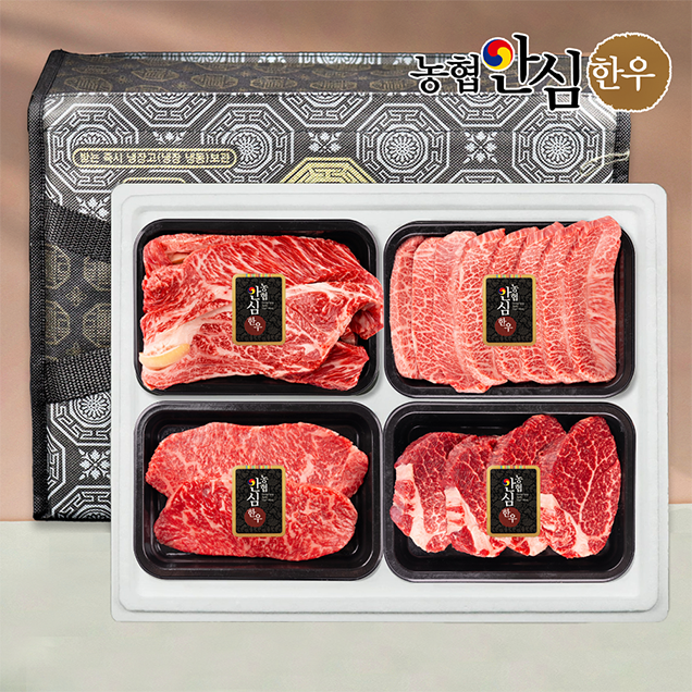 [추석꾸러미] (천사푸드) [농협안심한우] 1등급 4구선물 1.2kg (등심300g+부채살300g+채끝300g+안심300g)13203