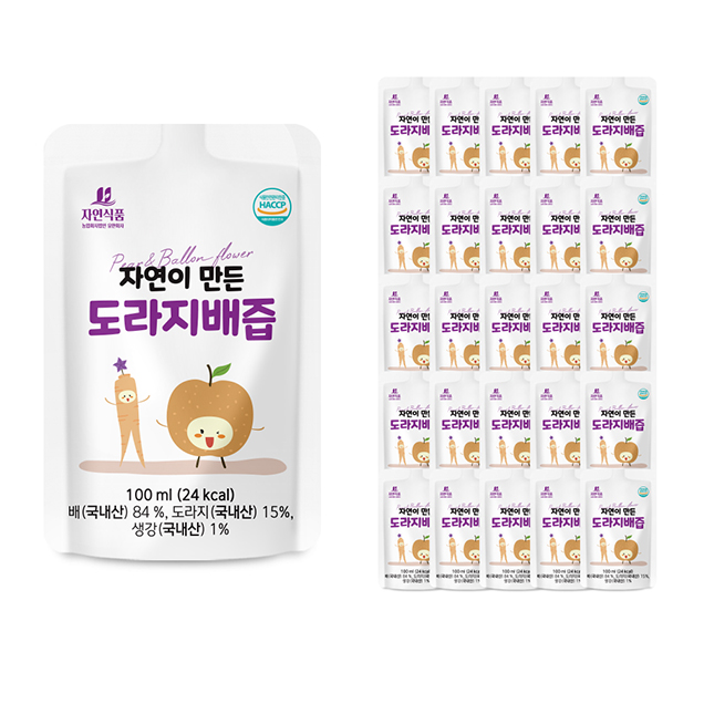 (자연식품) 자연이 만든 도라지배즙 파우치 100ml x 100팩+10팩(총 110팩)13210