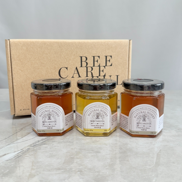 [온판지] (비케어풀) 3구 유리병 선물세트13668