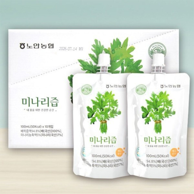 (전남생산자협동조합) 나주배가 들어간 미나리즙 100ml 10포&20포&30포14102