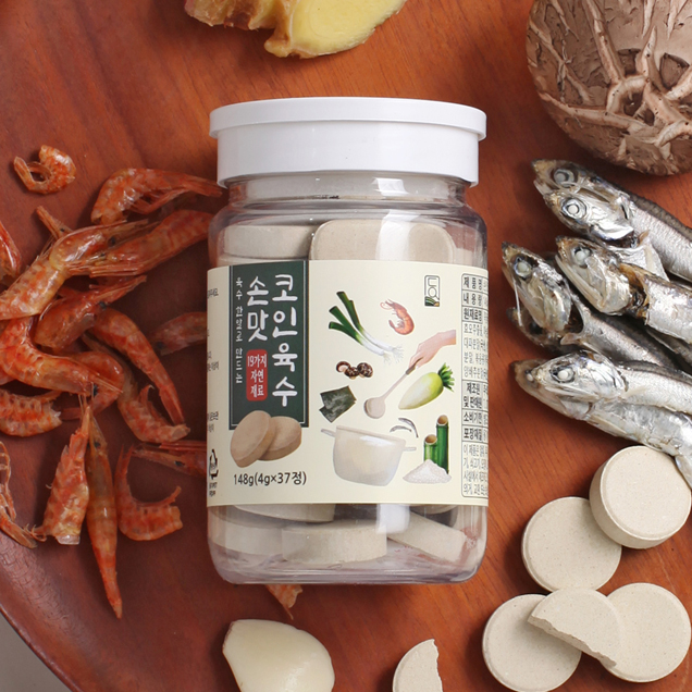 (푸릇푸릇) 손맛 코인 육수 148g x 1병 ( 4g x 37정) 15가지 국내산 재료 사용14669