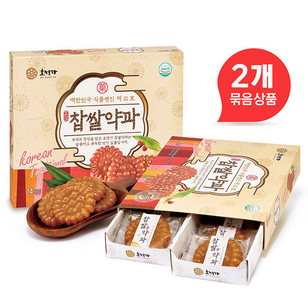 (호정식품) 호정가 찹쌀약과(14개입) 1+1 (2개 묶음, 총 980g) / 전통한과 과자1918
