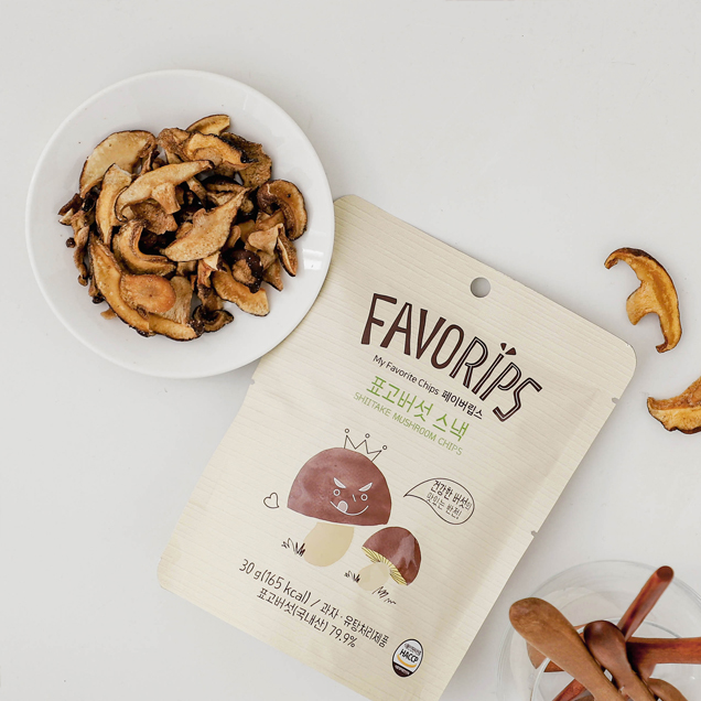 (믿음영농) 페이버립스 표고버섯스낵 30g,  느타리버섯스낵 25g,  4개입 선물용(1BOX)2078